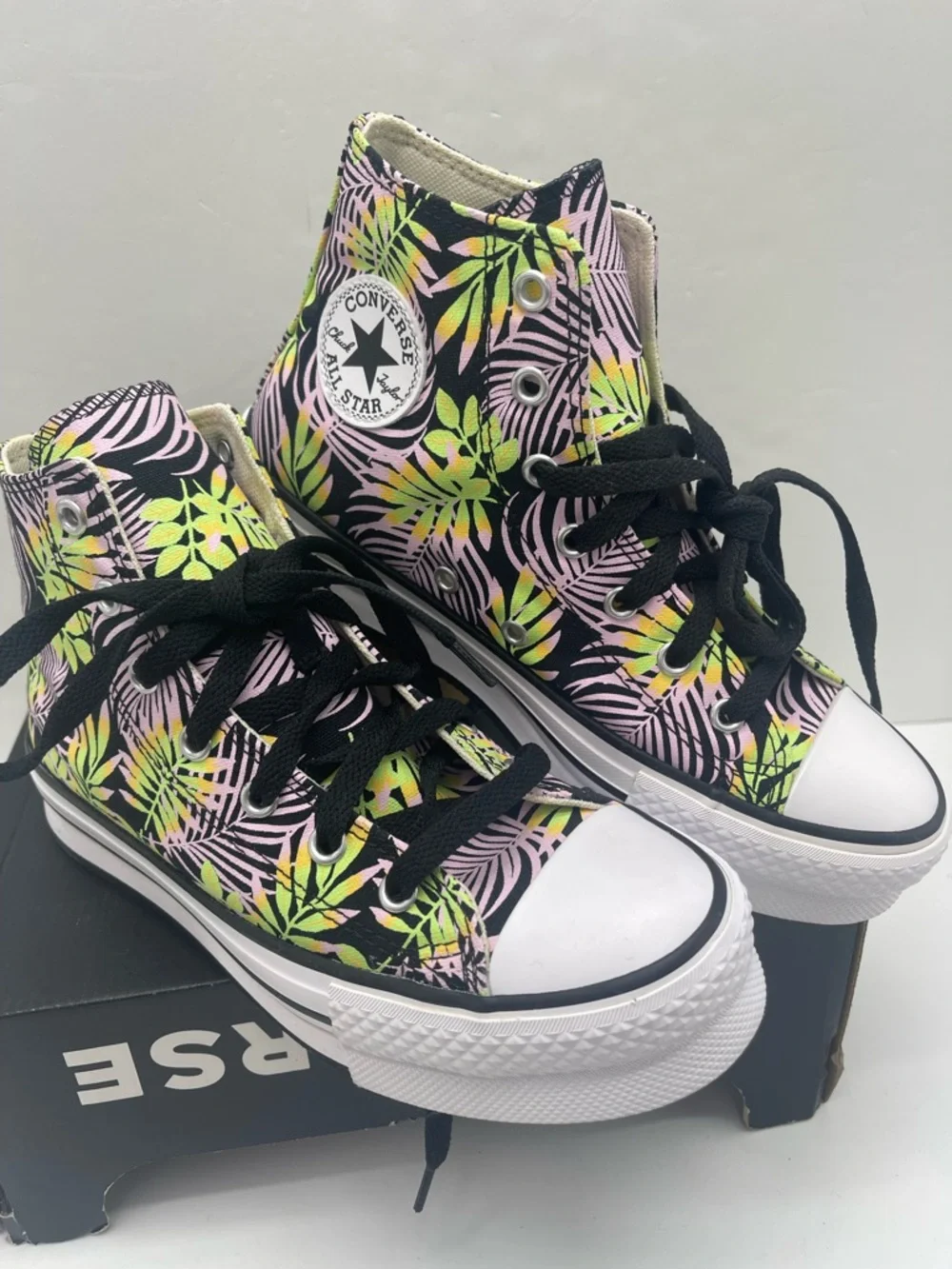 Converse WMNS CTAS EVA Lift Hi A01201C Blk/Pink Foam/Lime Rave Platform Sneakers